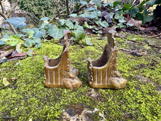 2 bronzen klauwvoet meubelornamenten Art Nouveau – Beeldhouwkunst, Brass (photo 5 of 7)