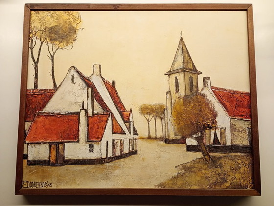 Zonnig Schilderijtje Eddy Doorenbos: West-Vlaams Dorp – Schilderijen & Tekeningen, Canvas (photo 5 of 5)
