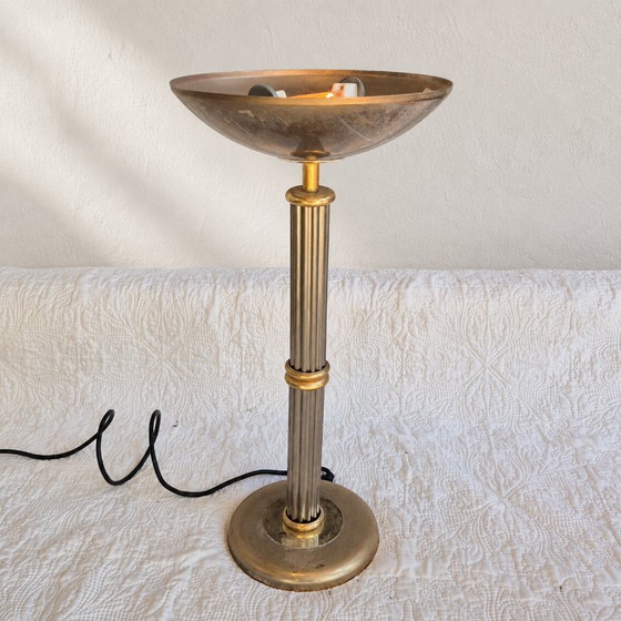Rhoum JRL Tischlampe aus Gold- und Silbermetall – Kannelierte Säule, französische Herstellung – Tischlampen (photo 10 of 10)