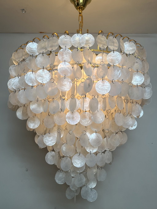 Xl lampe pendante vintage en coquillage capiz chandelier cadre doré