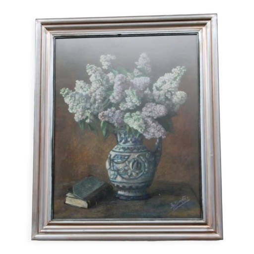 Painting "Lilacs in a vase" – schilderijen tekeningen, Wood