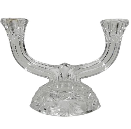 Image 1 of Vintage kristallen Rossi Bohemia kandelaar geslepen loodkristal 1930's