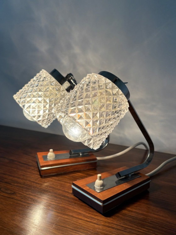 Vintage retro 70s German bedside lamps by Richard Essig – Table lamps, Glass (photo 4 of 12)