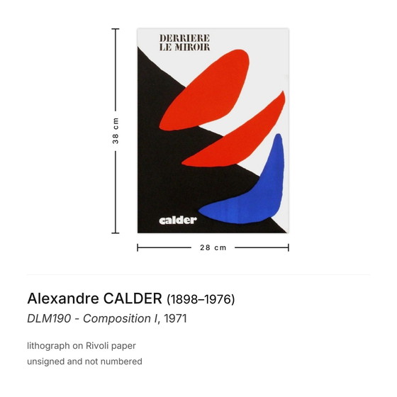 Alexandre CALDER Lithographie DLM190 - Composition I 1971 – Lithographies et sérigraphies, Paper (photo 3 of 5)