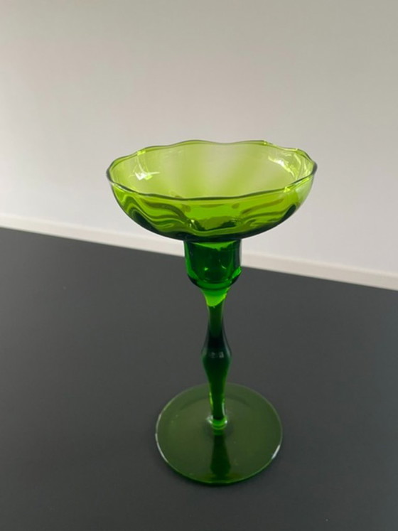 Image 1 of Vintage Scandinavische Glazen Kandelaar