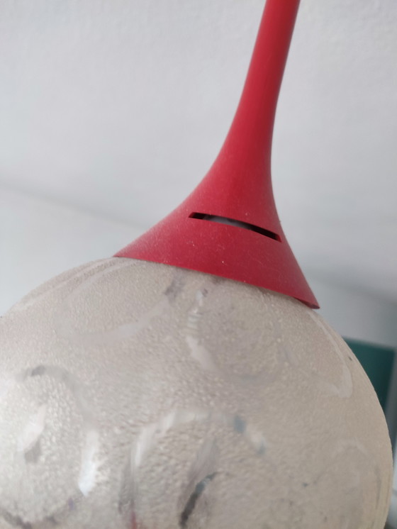 Image 1 of Lampe vintage 3 ampoules en verre cascade Space Age rouge