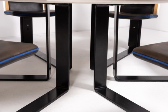 Image 1 of Unique Danish Design table with fixed armchairs from Peter Karpf, 1980’s