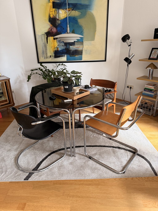 2x Set Effezeta Freischwinger Stühle Bauhaus Midden eeuw Gemaakt in Italië 