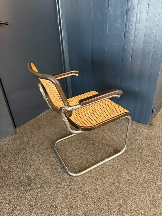 Image 1 of 6x - Originele Vintage Thonet Stoelen S 64 V - Marcel Breuer Met Armleuningen