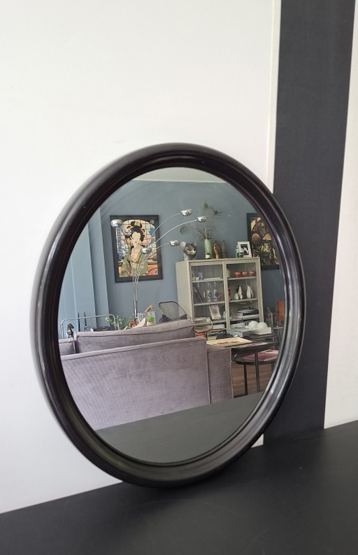 Vintage Tiger Black Plastic Oval Mirror from the 1970s – spiegels, Glass