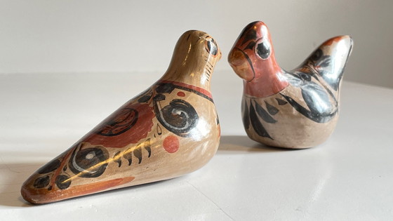 Image 1 of Couple Bird Ceramic Handmade Mexico Vintage