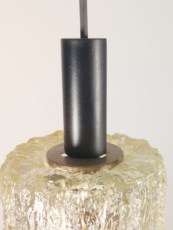 Image 1 of Mid Century Vintage Ice Glass Lamp Pendant Lamp 60s