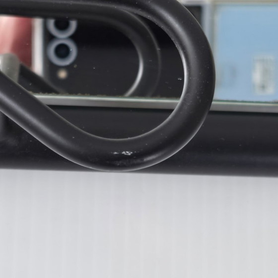 Image 1 of Vintage 1950s Rockabilly Wall-Mounted Coat Rack with Mirror, Black Lacquered Metal