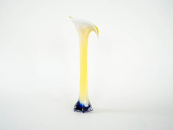 Image 1 of Yellow vase, Murano glass, Italian design, 1970s, made in Italy