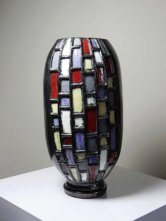 Grande vaso d'arte modernista in ceramica smaltata nera vintage da . – Vasi, Porcellana, Bauhaus (photo 6 of 16)