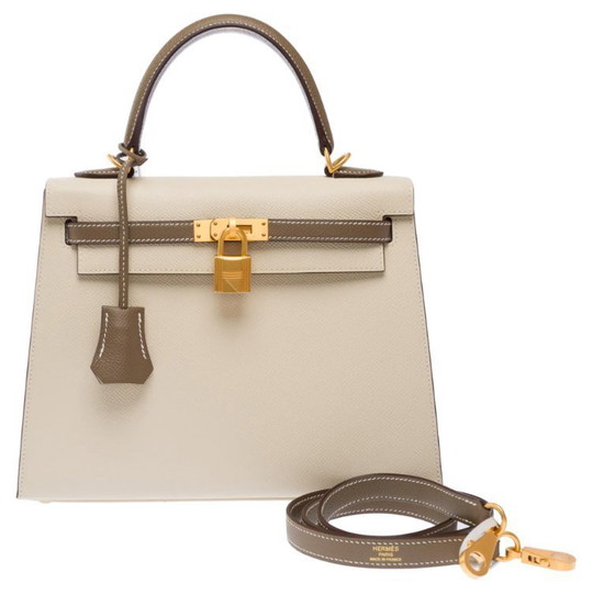 Image 1 of Sac HERMES Kelly 25 en Cuir Blanc - 103494