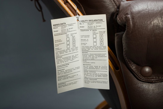 Image 1 of Set 2 bruin leren fauteuils van Elsa & Nordahl Solheim voor Rybo Rykken & Co, 1970