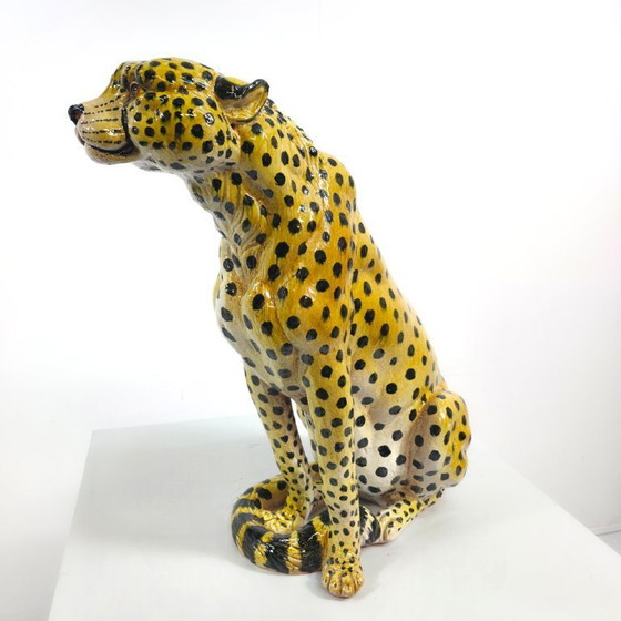 Image 1 of Vintage Terra Cotta Luipaard/Cheetah Beeld italiaans 60s