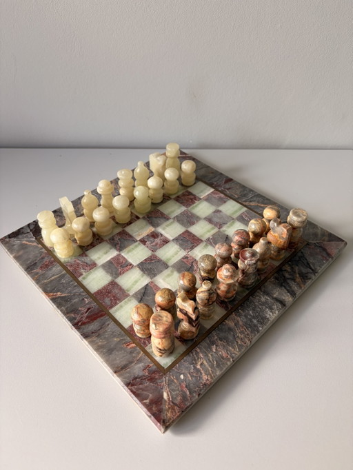 Vintage marmeren schaakspel