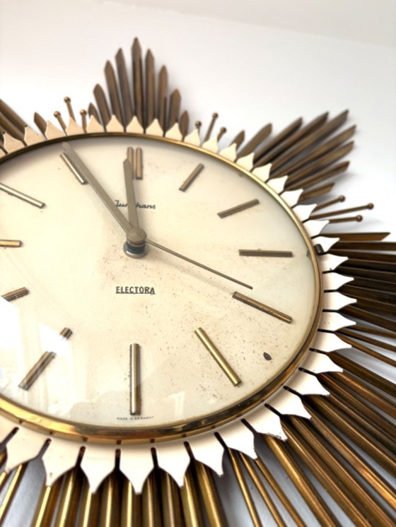 Image 1 of Beautiful Junghans starburst or sunburst vintage wall clock 50s 60s