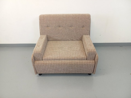 Image 1 of Large vintage armchair upholstered in wool fabric from the 1970s