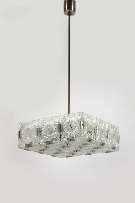 Vintage Sculptural Glass Pendant Lamp attributed to Kamenický Šenov, 1970s