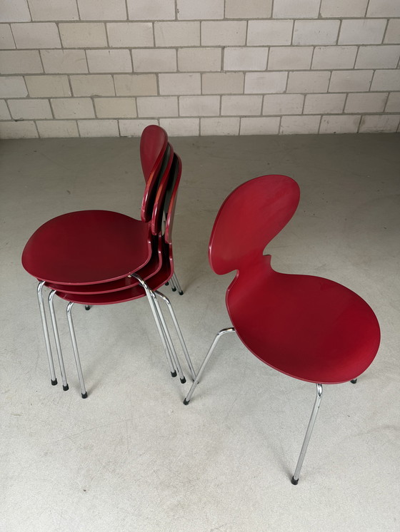Image 1 of 4x Fritz Hansen Ant chair red (several in stock)
