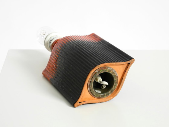 Image 1 of Unique 1960s ceramic table lamp in red and black by Kaiser Leuchten