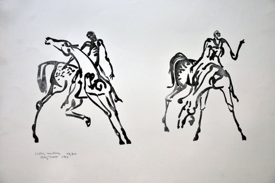 Image 1 of Rik Poot "4 riders" Litho