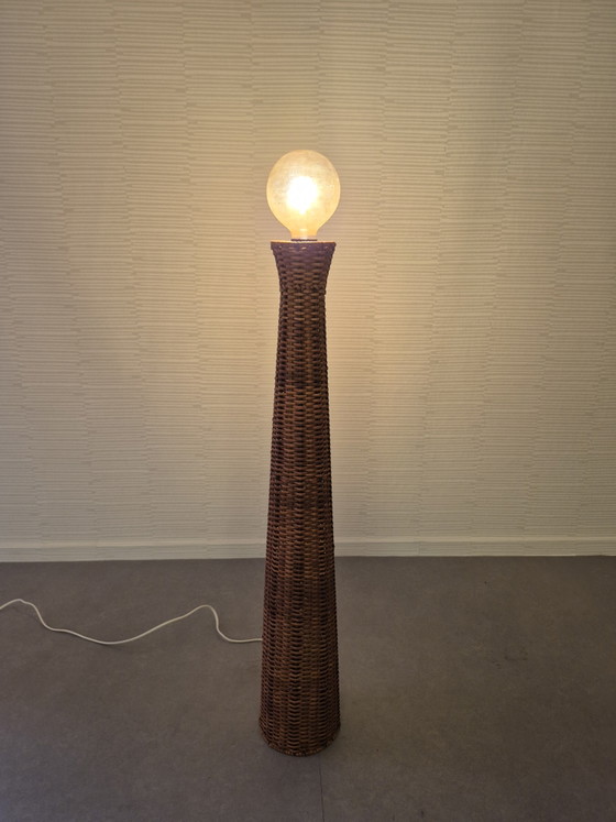 Vintage Staande Lamp Rotan. Vloerlamp Riet. – Vloerlampen, Wicker, Textile (photo 15 of 15)