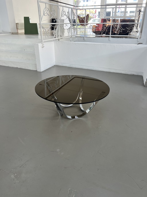 Model 2075 Werner Lindner for Bacher coffee table, chrome and glass