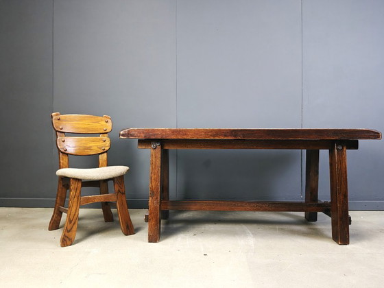 Image 1 of Esstisch aus Massivholz im Brutalismus, 1960er Jahre