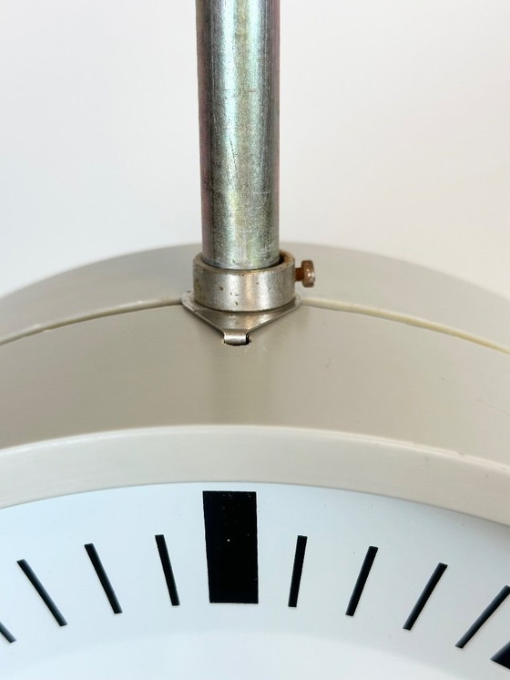 Image 1 of Grey Industrial Bakelite Double Sided Factory Clock from Pragotron, 1980s