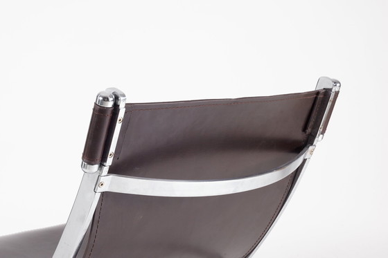 Image 1 of sillón italiano postmoderno de cuero y diseño cromado, años 80