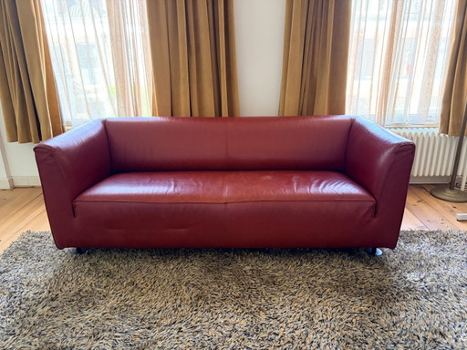 Canapé en cuir Gelderland Bordeaux – 3 5 zitsbanken, Leather, Metal
