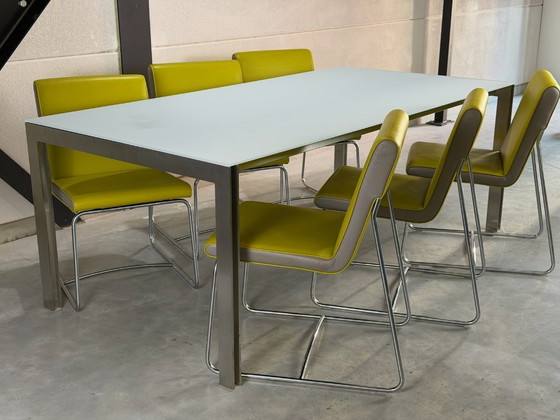 Table à manger Leolux Cameleon 200 cm - comme neuve – Tables basses, Verre (photo 6 of 10)