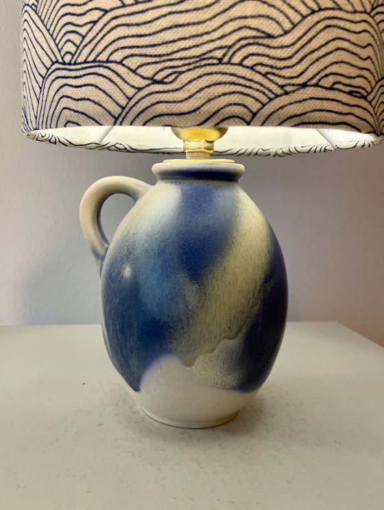 Image 1 of Piccola lampada wireless in ceramica tedesca occidentale con paralume giapponese.