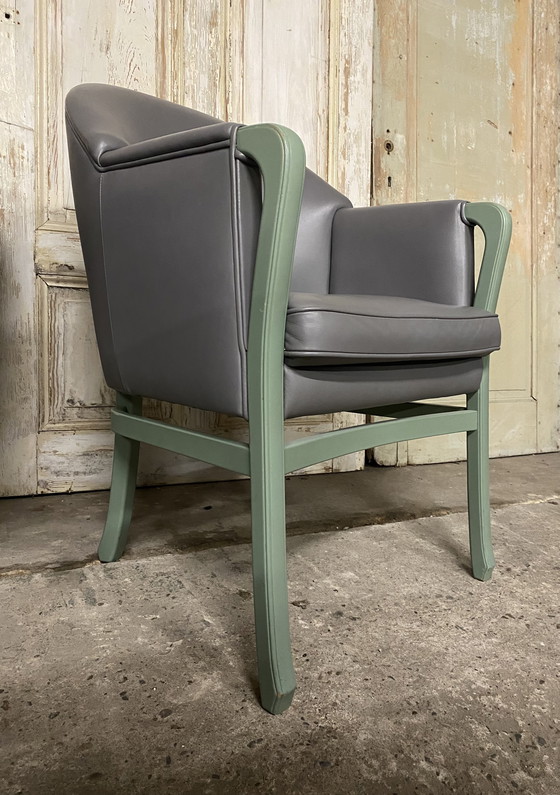 Image 1 of Sei poltrone di design italiano, metà secolo, in pelle grigia.