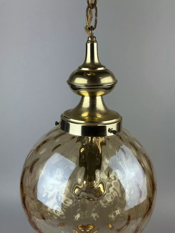 Image 1 of 60er 70er Jahre Deckenlampe Hängelampe von Glashütte Limburg Germany Space Age