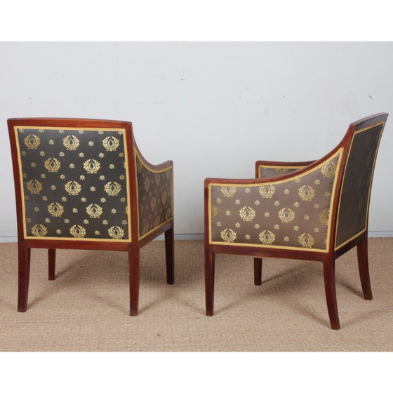 Image 1 of Een paar fauteuils in de stijl van Jean-Michel Frank uit de jaren 1930-1940.