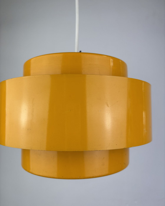 Image 1 of Space Age Ceiling Lamp, Fog & Mørup, 1960s Yellow, Denmark, Minimalistic Design, Retro-Futuristic Lamp, Sputnik Design Jo Hammer