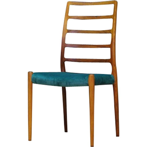 Silla de palisandro, diseño danés, años 70, diseñador: NO Møller, fabricante: JL Møllers, modelo 82