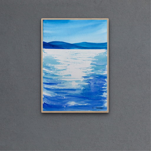 Blue watercolor "Light on the Water"