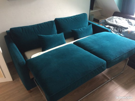 Image 1 of MdM 3-zitsbank van blauw fluweel