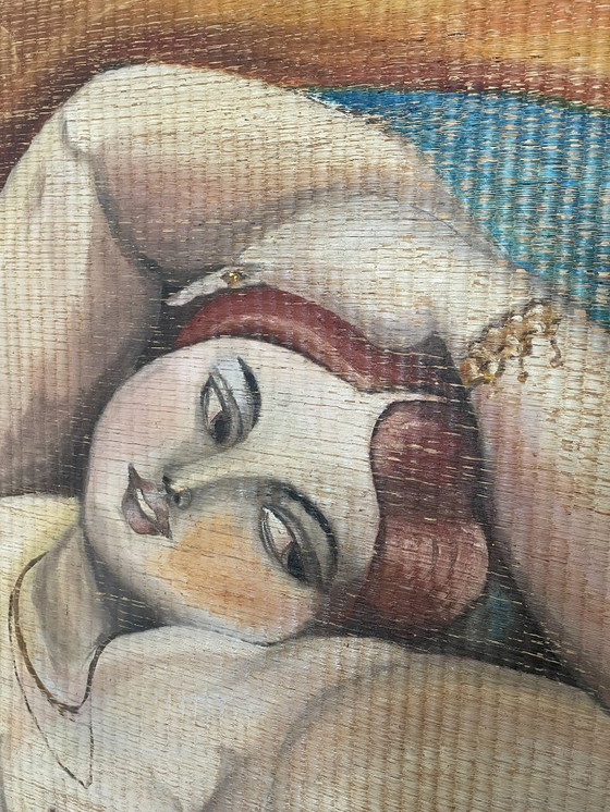 Image 1 of Art Deco Cubist style decoration painted on bamboo