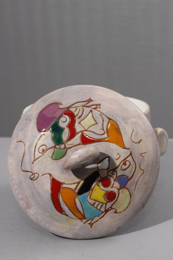 Image 1 of Marie Christine Treinen a Cerenne Vallauris - Grande vaso treppiede coperto, anni '50