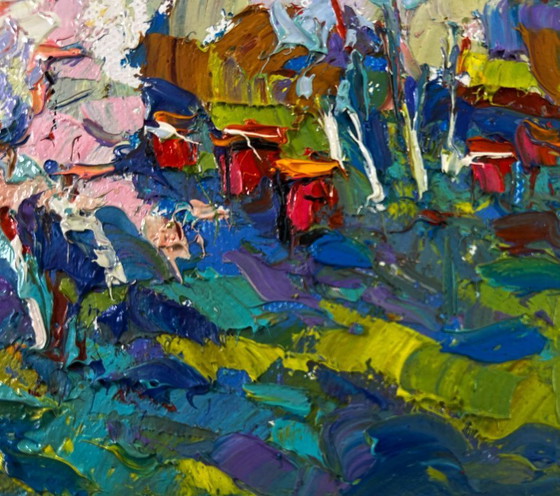 Image 1 of Original Oil Painting Colorful Nature Landscape Nature in the colors of the spring