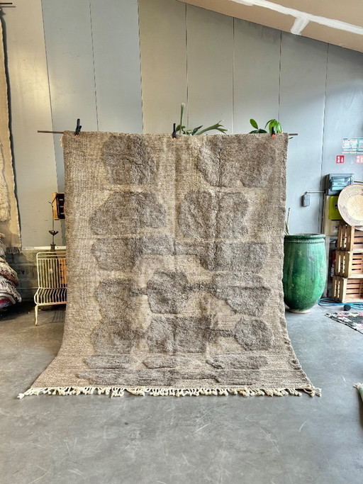 Moroccan Rug Handmade Wool Rug Beni Ouarain Style Large Area Rug Neutral Berber Rug Minimalist Boho Rug