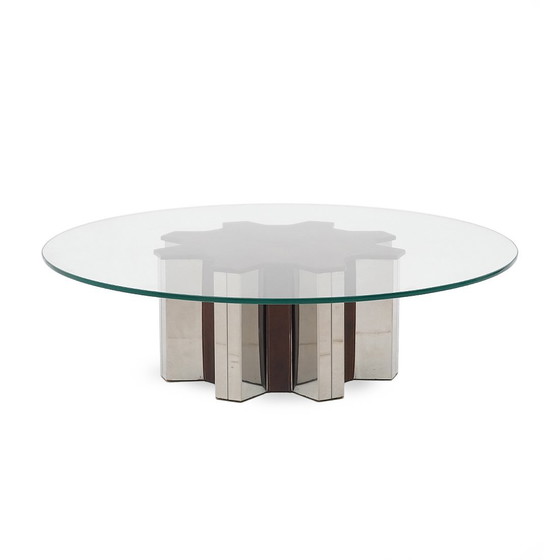 Image 1 of Mesa de centro de acero y vidrio, años 70