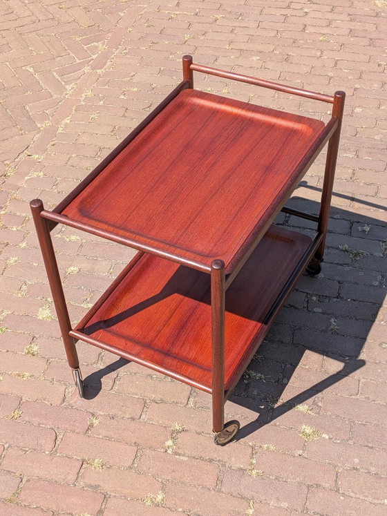 Vintage Deense serveerwagen/barkar van teakhout – Wood (photo 7 of 10)